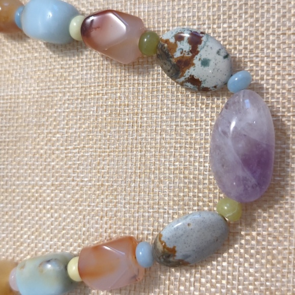 Vintage Natural Gemstone Amethyst & multi-stone necklace - Picture 3 of 5